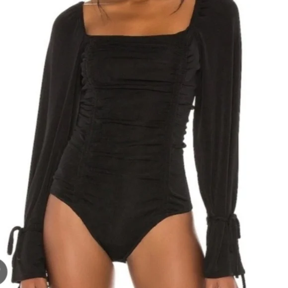 Intimately Free People Rouched Bodysuit in black sz small - Picture 3 of 9